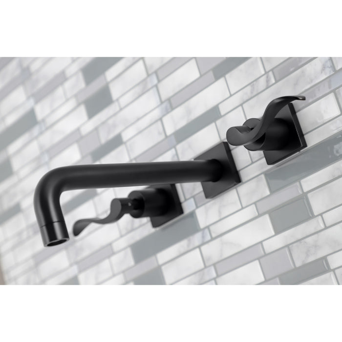 Kingston Tulare KS6020DFL - NuWave Two-Handle 3-Hole Wall Mount Tub Faucet, Matte Black