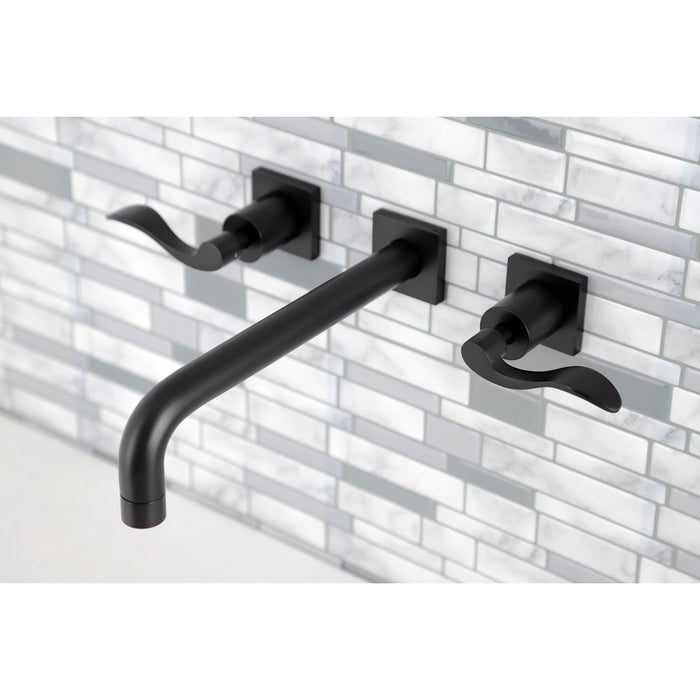 Kingston Tulare KS6020DFL - NuWave Two-Handle 3-Hole Wall Mount Tub Faucet, Matte Black