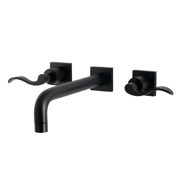Kingston Tulare KS6020DFL - NuWave Two-Handle 3-Hole Wall Mount Tub Faucet, Matte Black