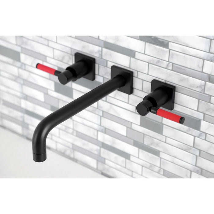 Kingston Sona KS6020DKL - Kaiser Two-Handle 3-Hole Wall Mount Tub Faucet, Matte Black