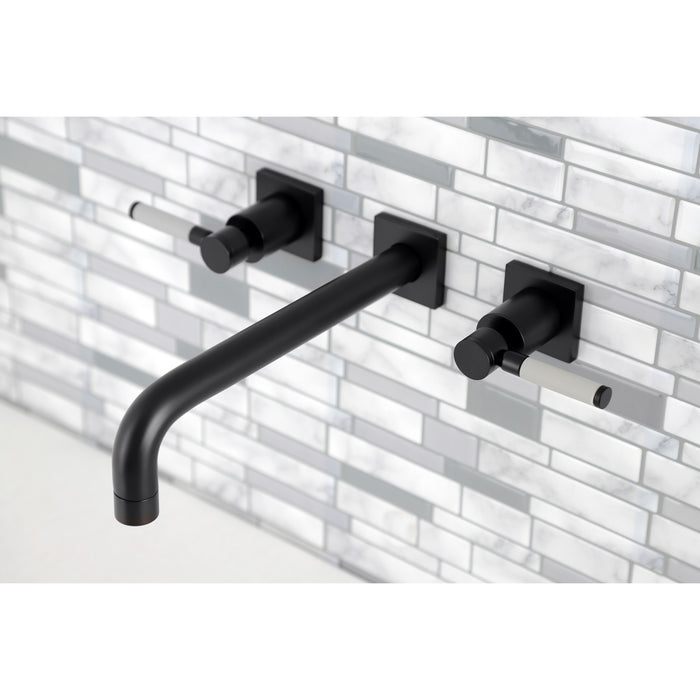 Kingston Sona KS6020DKL - Kaiser Two-Handle 3-Hole Wall Mount Tub Faucet, Matte Black