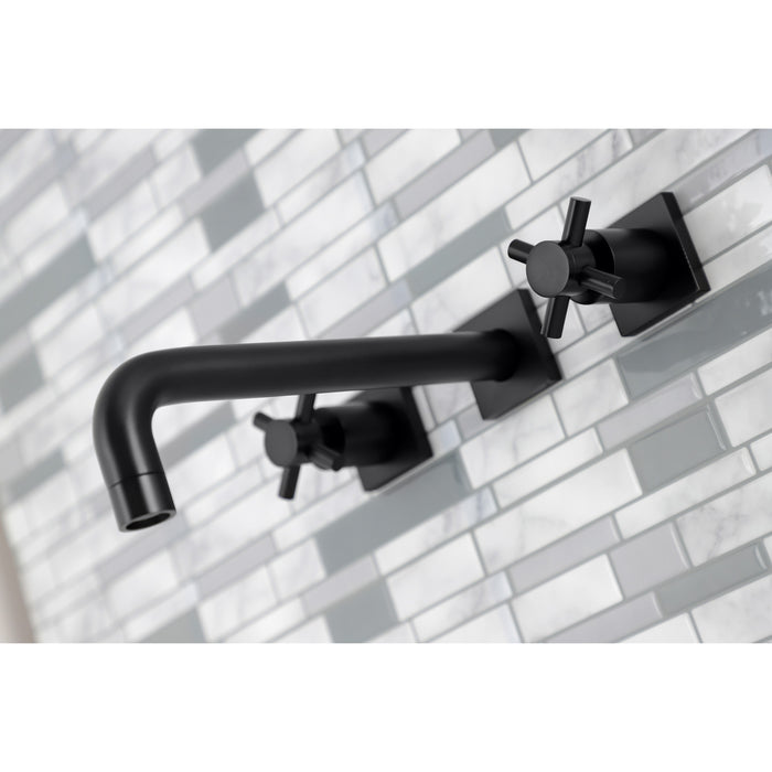Kingston Sona KS6020DX - Concord Two-Handle 3-Hole Wall Mount Tub Faucet, Matte Black