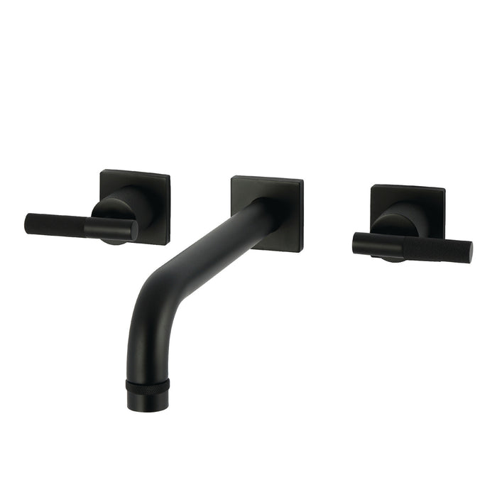 Kingston Sona KS6020KNL - Convergent Two-Handle 3-Hole Wall Mount Roman Tub Faucet with Knurled Handle, Matte Black