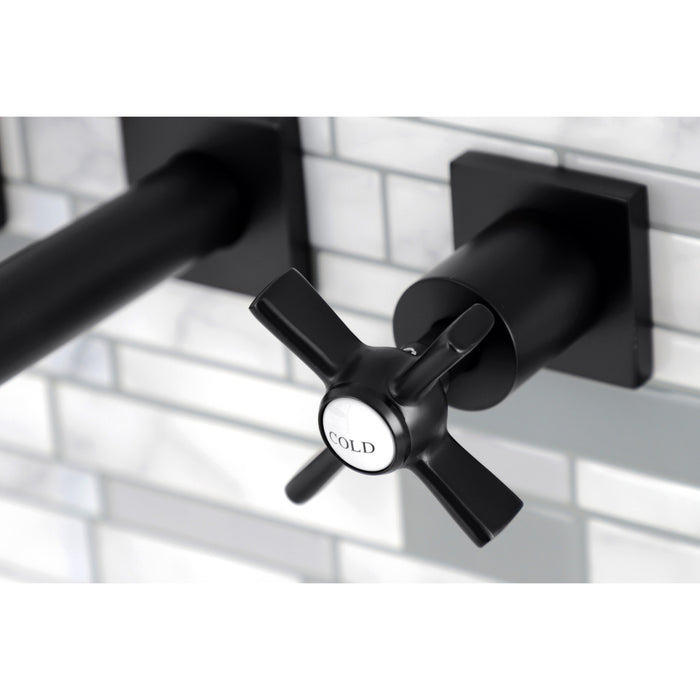 Kingston Tulare KS6020ZX - Millennium Two-Handle 3-Hole Wall Mount Tub Faucet, Matte Black