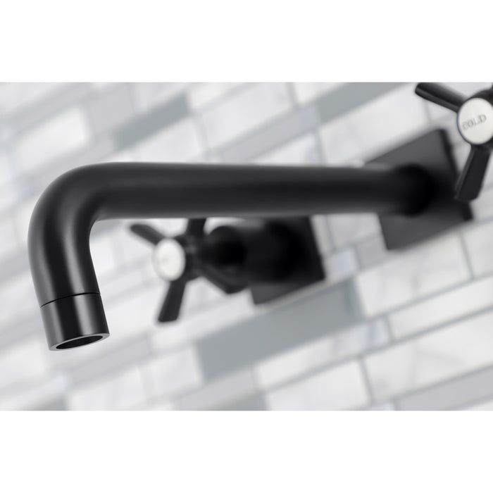 Kingston Tulare KS6020ZX - Millennium Two-Handle 3-Hole Wall Mount Tub Faucet, Matte Black