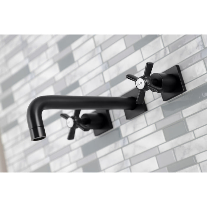 Kingston Tulare KS6020ZX - Millennium Two-Handle 3-Hole Wall Mount Tub Faucet, Matte Black