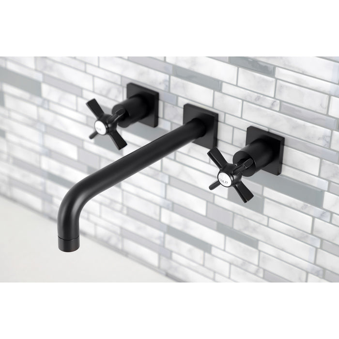 Kingston Tulare KS6020ZX - Millennium Two-Handle 3-Hole Wall Mount Tub Faucet, Matte Black