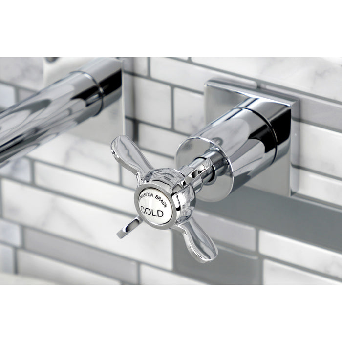 Kingston Tulare KS6021BEX - Essex Two-Handle 3-Hole Wall Mount Tub Faucet, Polished Chrome