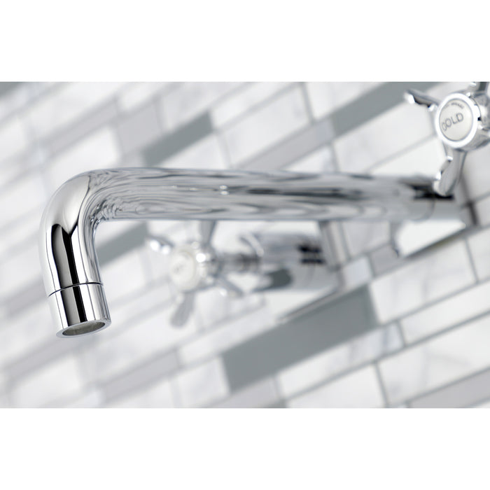 Kingston Tulare KS6021BEX - Essex Two-Handle 3-Hole Wall Mount Tub Faucet, Polished Chrome