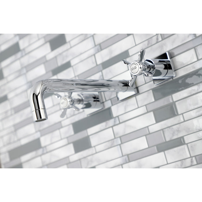 Kingston Tulare KS6021BEX - Essex Two-Handle 3-Hole Wall Mount Tub Faucet, Polished Chrome