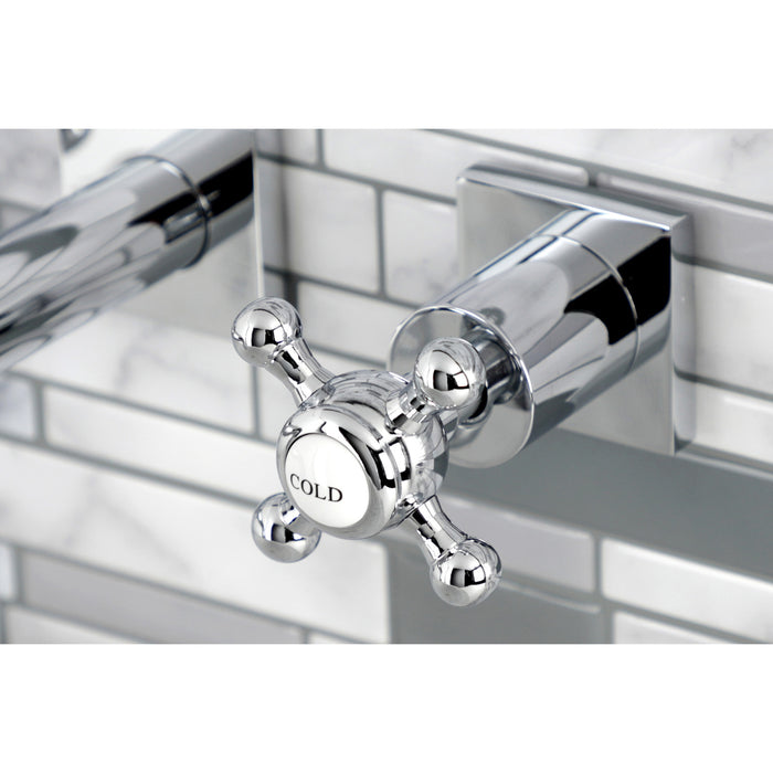 Kingston Tulare KS6021BX - Metropolitan Two-Handle 3-Hole Wall Mount Tub Faucet, Polished Chrome