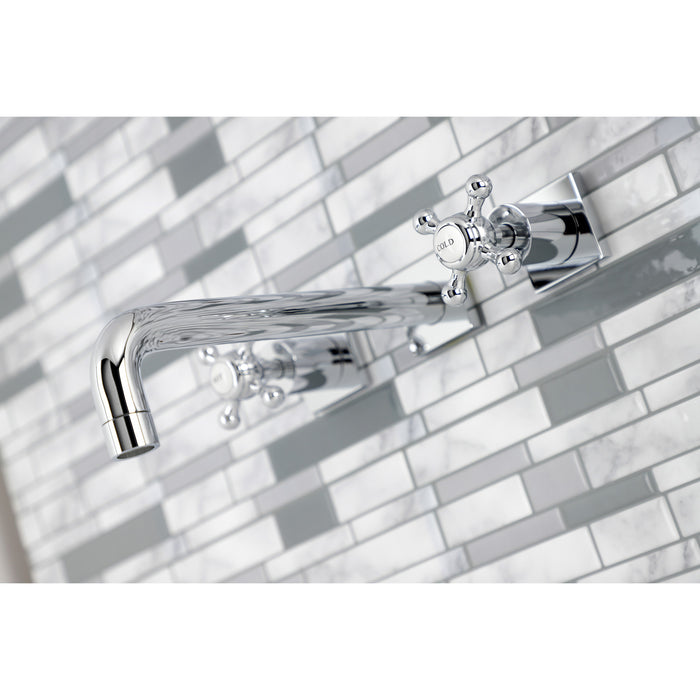 Kingston Tulare KS6021BX - Metropolitan Two-Handle 3-Hole Wall Mount Tub Faucet, Polished Chrome