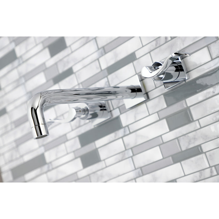 Kingston Tulare KS6021DFL - NuWave Two-Handle 3-Hole Wall Mount Tub Faucet, Polished Chrome