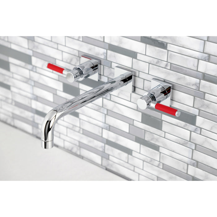 Kingston Sona KS6021DKL - Kaiser Two-Handle 3-Hole Wall Mount Tub Faucet, Polished Chrome