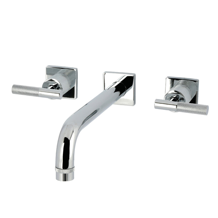 Kingston Sona KS6021KNL - Convergent Two-Handle 3-Hole Wall Mount Roman Tub Faucet with Knurled Handle, Polished Chrome