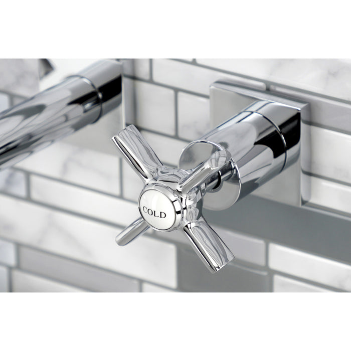 Kingston Tulare KS6021ZX - Millennium Two-Handle 3-Hole Wall Mount Tub Faucet, Polished Chrome