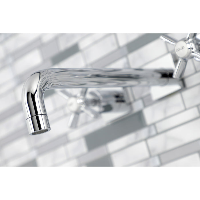 Kingston Tulare KS6021ZX - Millennium Two-Handle 3-Hole Wall Mount Tub Faucet, Polished Chrome