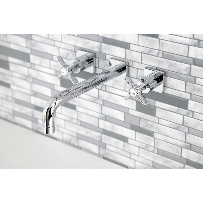 Kingston Tulare KS6021ZX - Millennium Two-Handle 3-Hole Wall Mount Tub Faucet, Polished Chrome