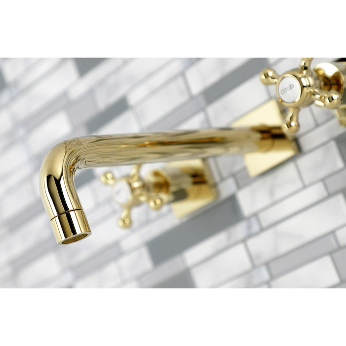 Kingston Tulare KS6022BX - Metropolitan Two-Handle 3-Hole Wall Mount Tub Faucet, Polished Brass