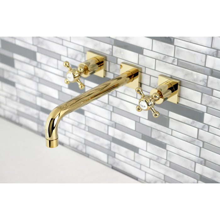 Kingston Tulare KS6022BX - Metropolitan Two-Handle 3-Hole Wall Mount Tub Faucet, Polished Brass