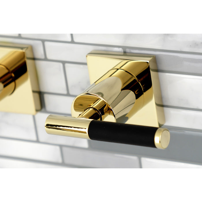 Kingston Sona KS6022CKL - Kaiser Two-Handle 3-Hole Wall Mount Tub Faucet, Polished Brass