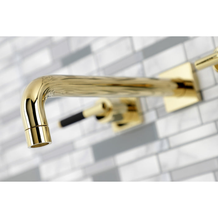 Kingston Sona KS6022CKL - Kaiser Two-Handle 3-Hole Wall Mount Tub Faucet, Polished Brass