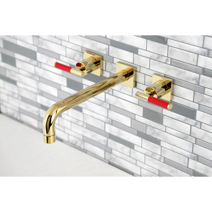 Kingston Sona KS6022CKL - Kaiser Two-Handle 3-Hole Wall Mount Tub Faucet, Polished Brass