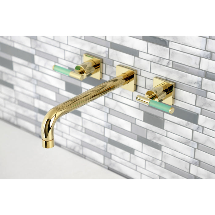 Kingston Sona KS6022CKL - Kaiser Two-Handle 3-Hole Wall Mount Tub Faucet, Polished Brass