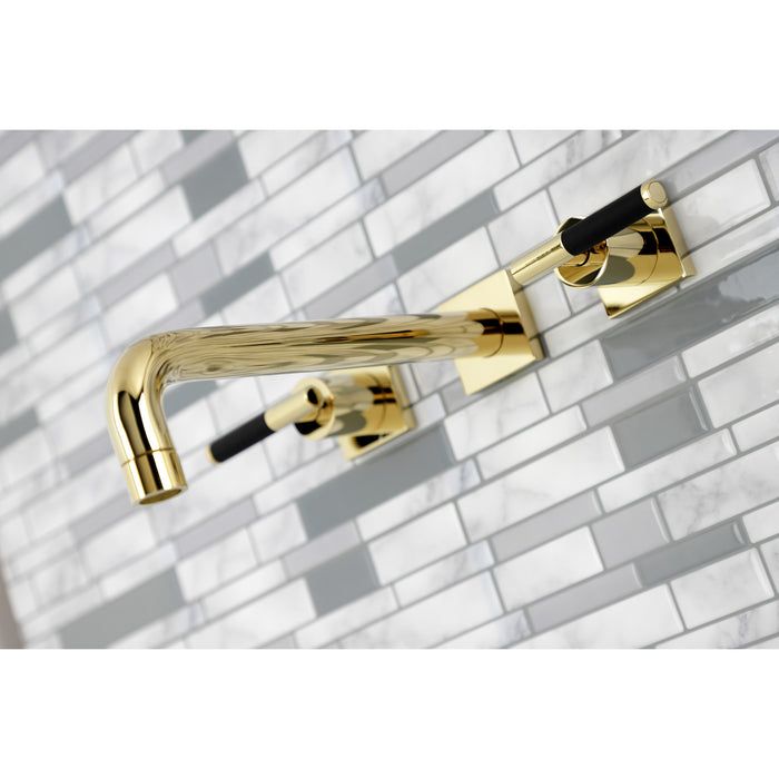 Kingston Sona KS6022CKL - Kaiser Two-Handle 3-Hole Wall Mount Tub Faucet, Polished Brass