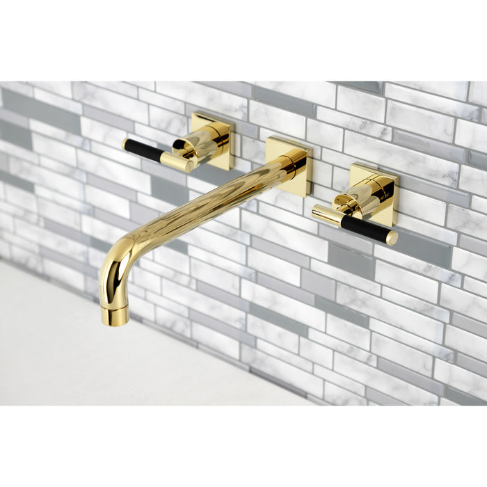 Kingston Sona KS6022CKL - Kaiser Two-Handle 3-Hole Wall Mount Tub Faucet, Polished Brass