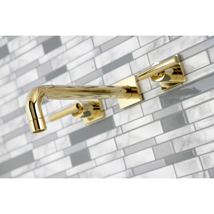 Kingston Sona KS6022CML - Manhattan Two-Handle 3-Hole Wall Mount Tub Faucet, Polished Brass