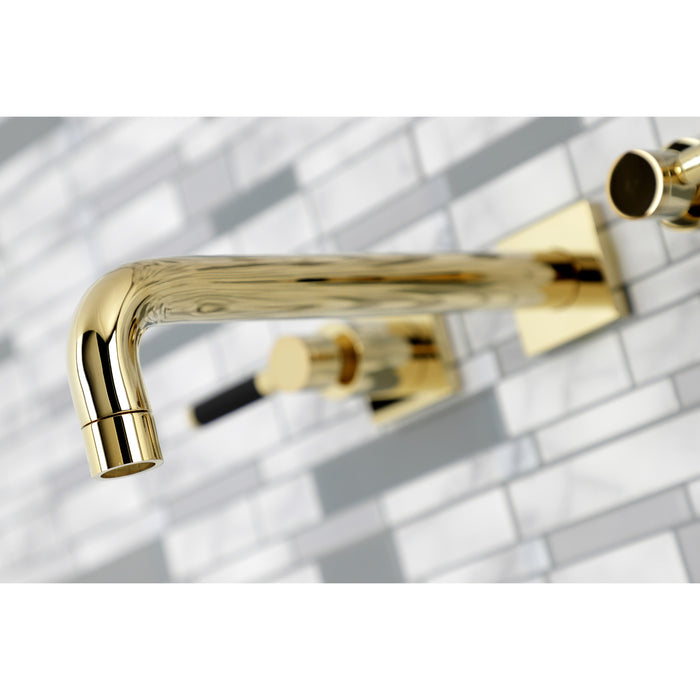 Kingston Sona KS6022DKL - Kaiser Two-Handle 3-Hole Wall Mount Tub Faucet, Polished Brass