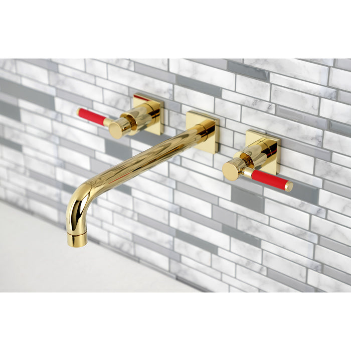 Kingston Sona KS6022DKL - Kaiser Two-Handle 3-Hole Wall Mount Tub Faucet, Polished Brass