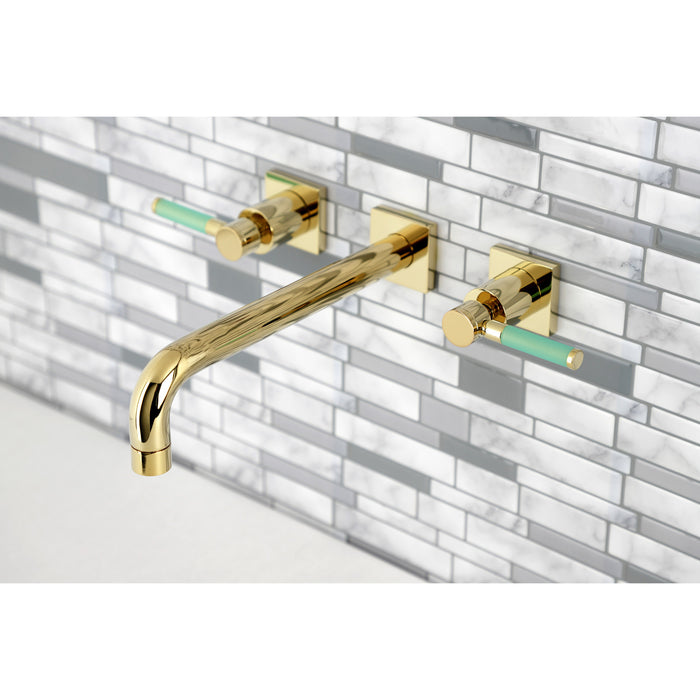Kingston Sona KS6022DKL - Kaiser Two-Handle 3-Hole Wall Mount Tub Faucet, Polished Brass
