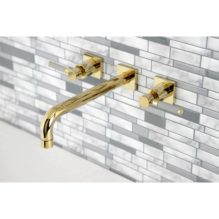 Kingston Sona KS6022DKL - Kaiser Two-Handle 3-Hole Wall Mount Tub Faucet, Polished Brass