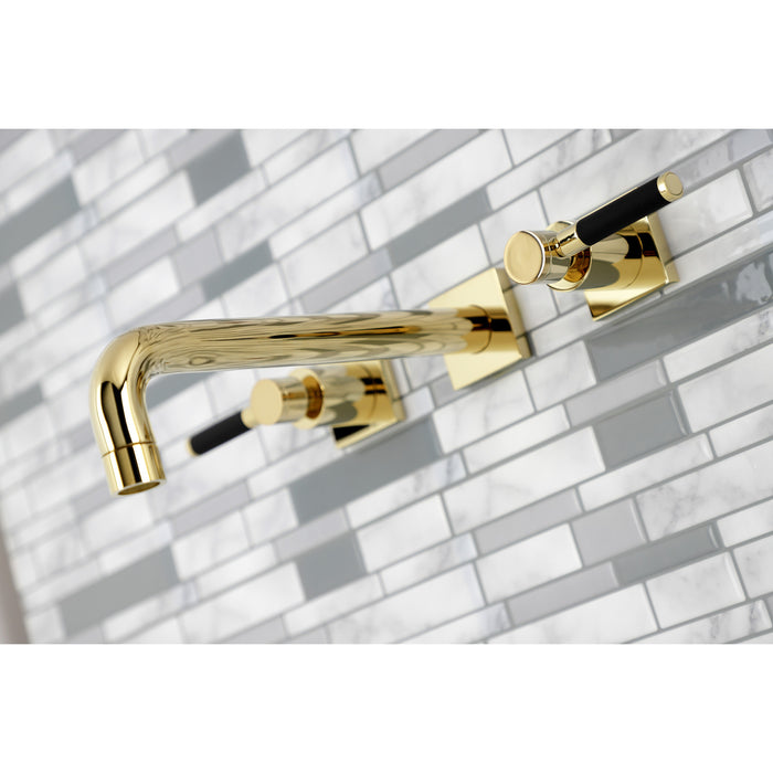 Kingston Sona KS6022DKL - Kaiser Two-Handle 3-Hole Wall Mount Tub Faucet, Polished Brass