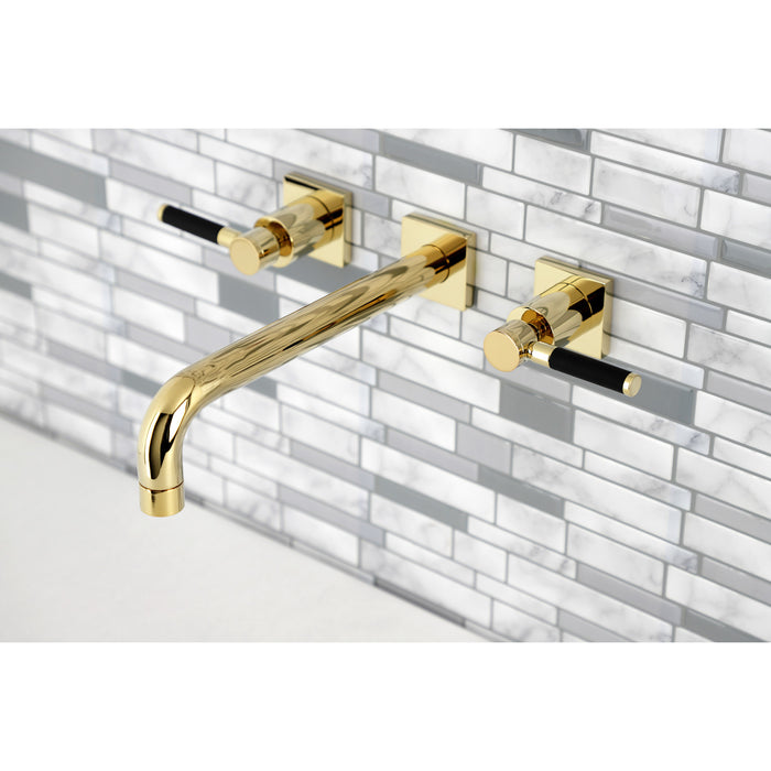Kingston Sona KS6022DKL - Kaiser Two-Handle 3-Hole Wall Mount Tub Faucet, Polished Brass
