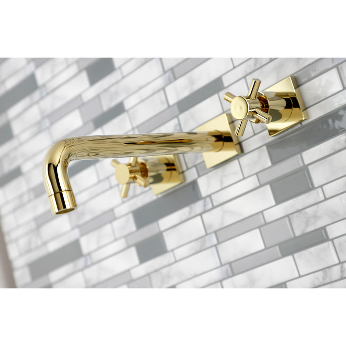 Kingston Sona KS6022DX - Concord Two-Handle 3-Hole Wall Mount Tub Faucet, Polished Brass