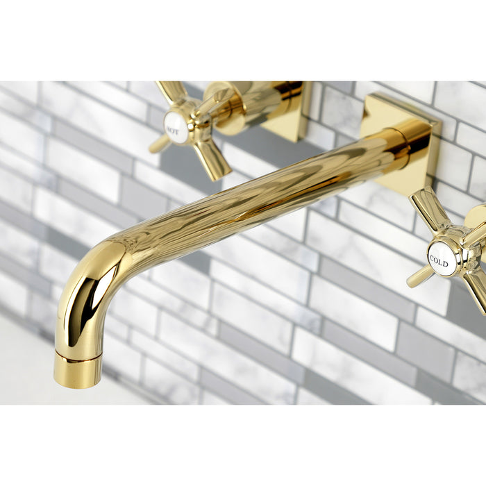 Kingston Tulare KS6022ZX - Millennium Two-Handle 3-Hole Wall Mount Tub Faucet, Polished Brass