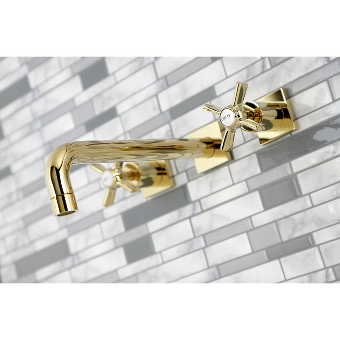 Kingston Tulare KS6022ZX - Millennium Two-Handle 3-Hole Wall Mount Tub Faucet, Polished Brass