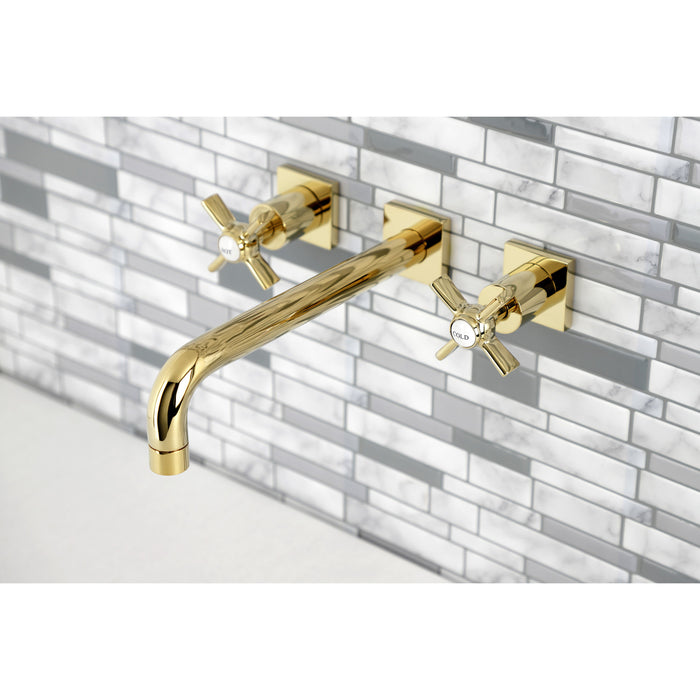 Kingston Tulare KS6022ZX - Millennium Two-Handle 3-Hole Wall Mount Tub Faucet, Polished Brass