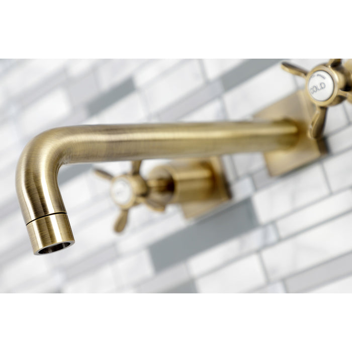 Kingston Tulare KS6023BEX - Essex Two-Handle 3-Hole Wall Mount Tub Faucet, Antique Brass