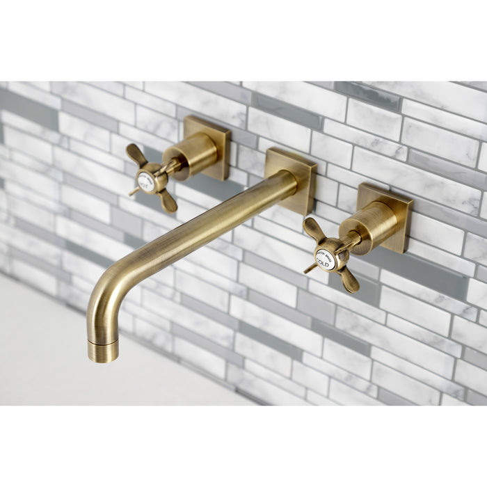 Kingston Tulare KS6023BEX - Essex Two-Handle 3-Hole Wall Mount Tub Faucet, Antique Brass