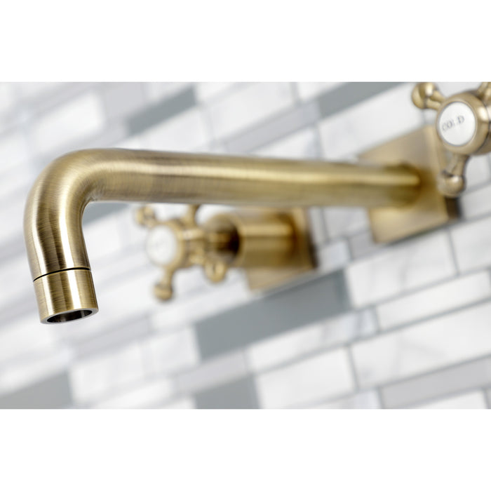 Kingston Tulare KS6023BX - Metropolitan Two-Handle 3-Hole Wall Mount Tub Faucet, Antique Brass