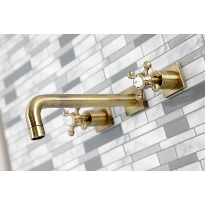 Kingston Tulare KS6023BX - Metropolitan Two-Handle 3-Hole Wall Mount Tub Faucet, Antique Brass