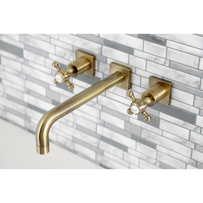 Kingston Tulare KS6023BX - Metropolitan Two-Handle 3-Hole Wall Mount Tub Faucet, Antique Brass
