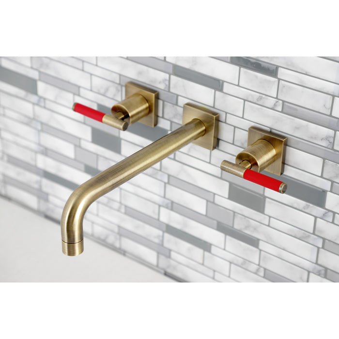 Kingston Sona KS6023CKL - Kaiser Two-Handle 3-Hole Wall Mount Tub Faucet, Antique Brass
