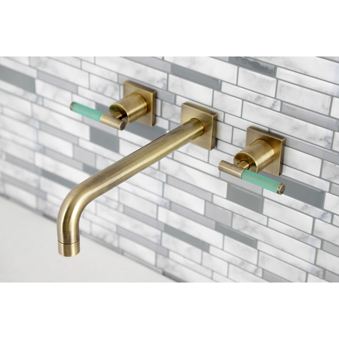 Kingston Sona KS6023CKL - Kaiser Two-Handle 3-Hole Wall Mount Tub Faucet, Antique Brass