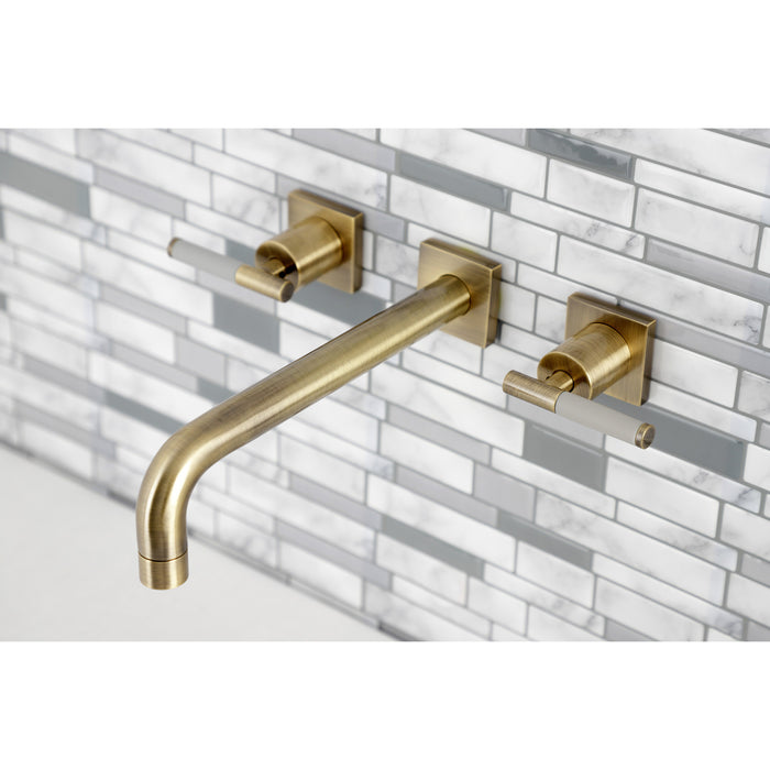 Kingston Sona KS6023CKL - Kaiser Two-Handle 3-Hole Wall Mount Tub Faucet, Antique Brass