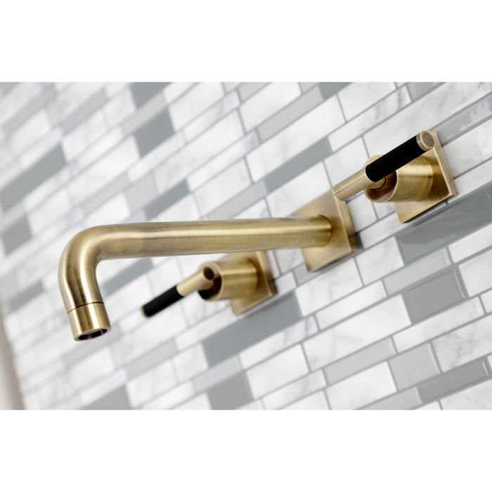 Kingston Sona KS6023CKL - Kaiser Two-Handle 3-Hole Wall Mount Tub Faucet, Antique Brass